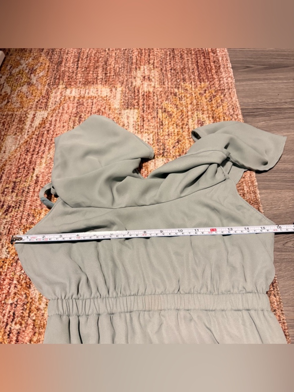 Show Me Your Mumu Caitlin Ruffle Maxi Dress in sage green color - Picture 11 of 11